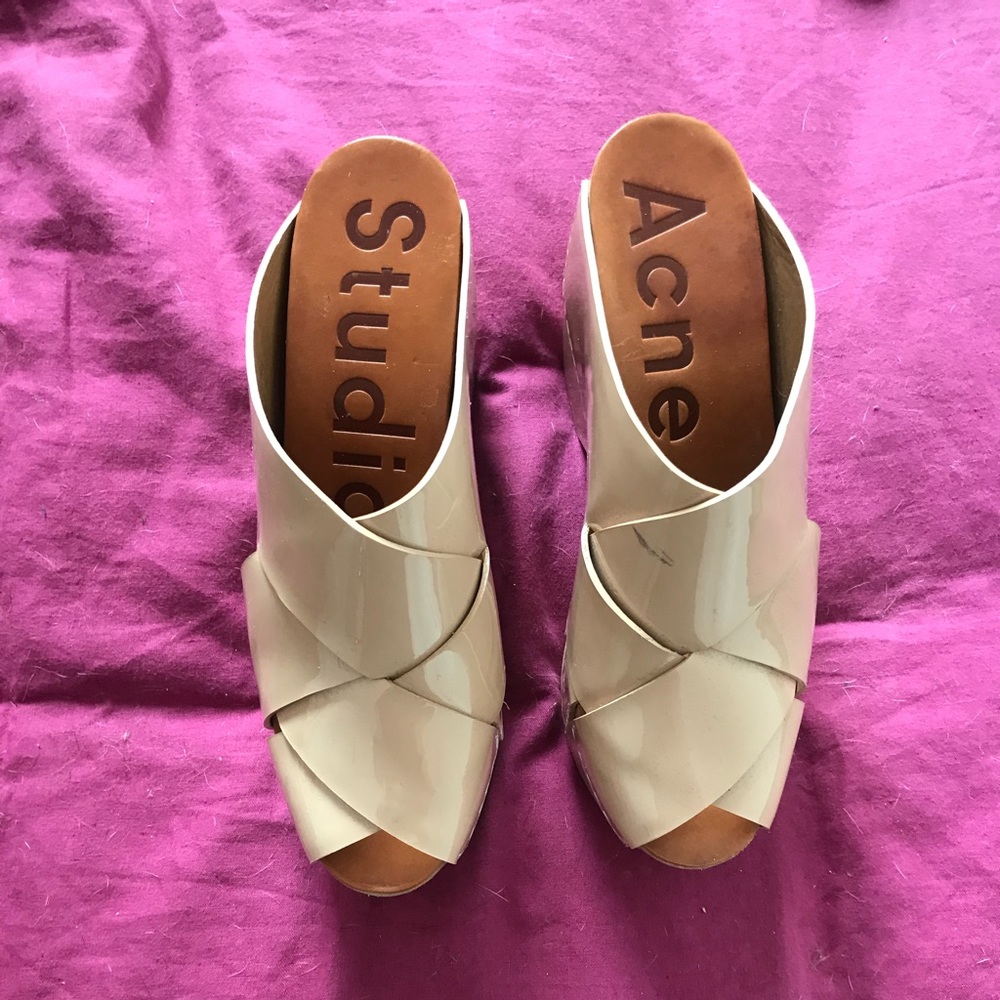 ACNE Studios Patent Leather Peep Toe Platforms